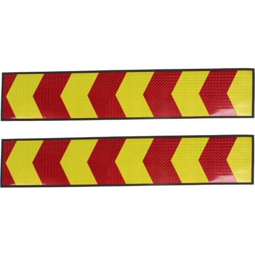 50x10cm Arrows Pattern Car Stickers Decals Yellow Red 2Pcs Warning Tape Car Reflective Stickers