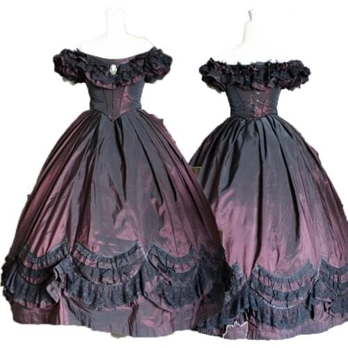 Tailored!18th Century French Duchess Civil war Theater Southern Belle DRESS Tartan Victorian Reenactment dresses HL-256