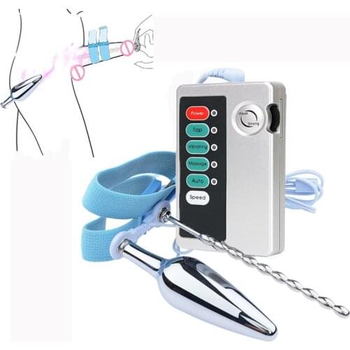 BDSM Electro Shock Pulse Metal Anal Plug Penis Plug Electro Stimulator Prostate Massage Butt Plug Male Masturbator Adult Sex Toy