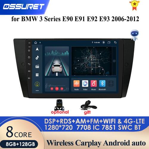 9"Car Multimedia Radio Android 10 For BMW 3 Series E90/E91/E92/E93 Car Stereo GPS Navigation Head Unit 4G LTE WIFI SWC AM FM RDS
