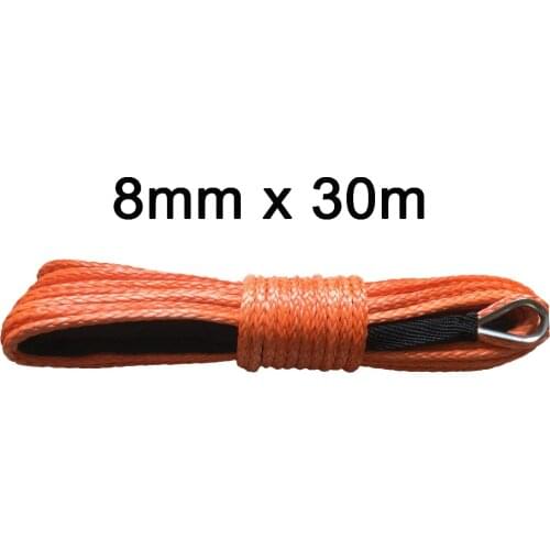 Free shipping 8mm*30m uhmwpe rope synthetic winch rope for offroad kevlar winch line