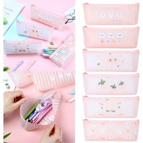 Large Soft PU Pencil Bag Waterproof Desk Organizer Marker Pen Case Soft PU Stationery Bag Pencil Holder Simple