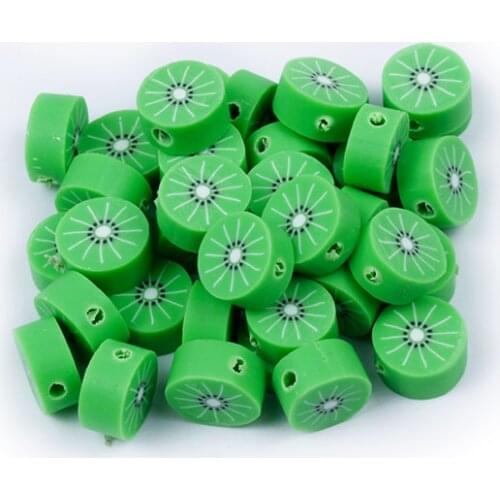 50/100Pcs Kiwi Beads Polymer Clay Beads For Jewelry Making DIY Bracelet Necklace 10mm Green Polymer Clay Spacer Beads Accesories