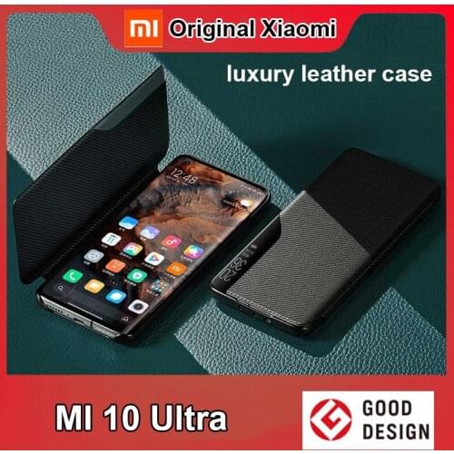Original Xiaomi Mi 10 Ultra Case smart flip cases Mirror Smart View Wake Sleep Up Cover For MI10 Ultra Leather Flip Case Capa