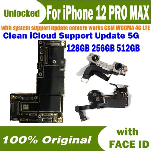 5G 4G Network Unlocked Motherboard For iPhone 12 PRO MAX With Face ID Mainboard For iPhone 12 PRO MAX Logic Board Free iCloud