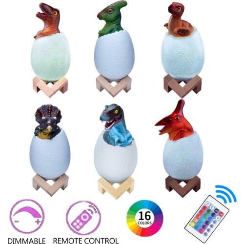 Remote Dinosaur Night Light Egg 3D Print Desk Lamp Rechargeable Control Lamp Lights 16 Colors Change Led Dinosaur Egg Light Gift