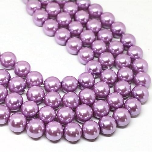 Romantic violet purple simulated-pearl shell round loose beads pick size 4-14mm high grade women jewelry making 15inch B1620