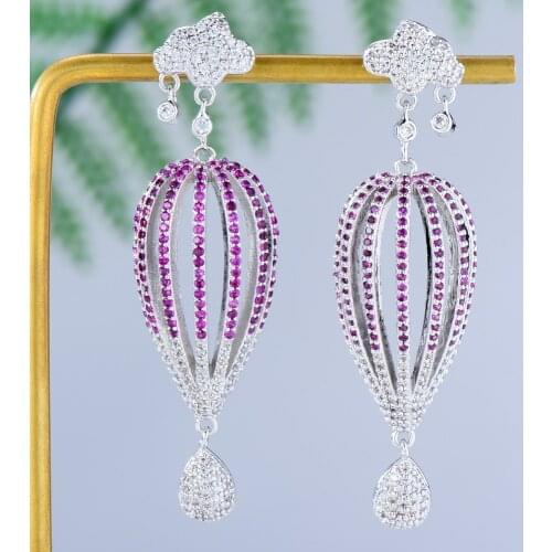 GODKI Ruby Trendy Hot Air Balloon Shape Earrings For Women Wedding Party Indian Dubai Bridal Jewelry boucle d'oreille femme Gift