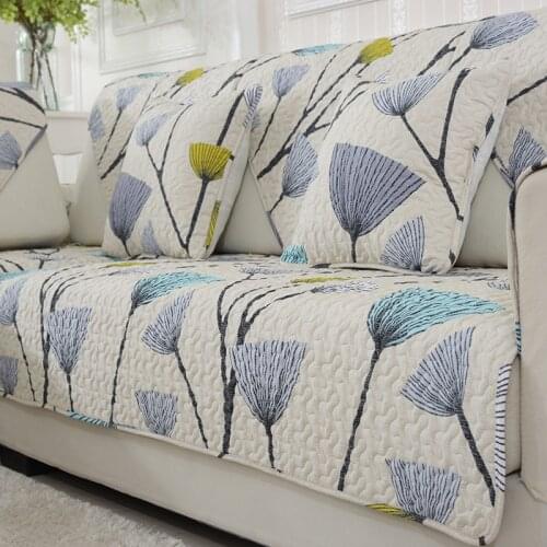 1PC Cotton Sofa Cover Towel Dandelion Printed Slipcover Couch Cover Non-slip Quilted Corner Sectional Sofa Mats for Living Room