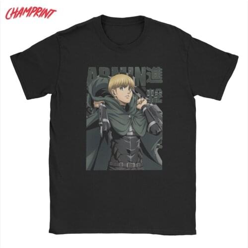 Mens Shingeki No Kyojin Armin Arlert Attack On Titan T Shirt Pure Cotton Clothes Fun Short Sleeve Tees Plus Size T-Shirts