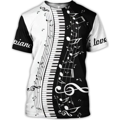 2021 3d Printed Piano Music Mans T-shirt Tees Summer Funny Harajuku Short Sleeve Musical Instrument Streetwear
