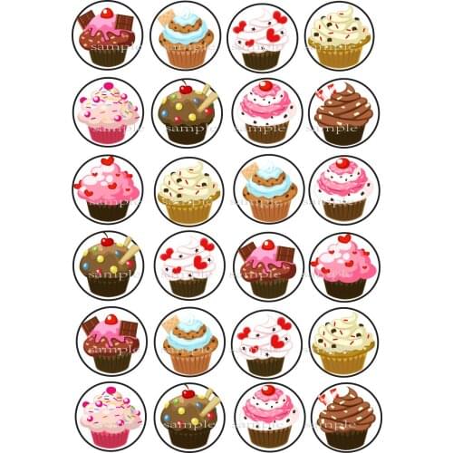 24 Cupcake Edible Cake Topper Wafer Rice Paper Wedding Decoration Cupcake Cookie Topper Birthday Baby Shower Cake Decor Supply