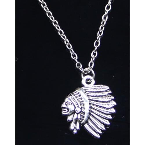 New Fashion Necklace 21x18mm indian chief head Pendants Short Long Women Men Colar Gift Jewelry Choker