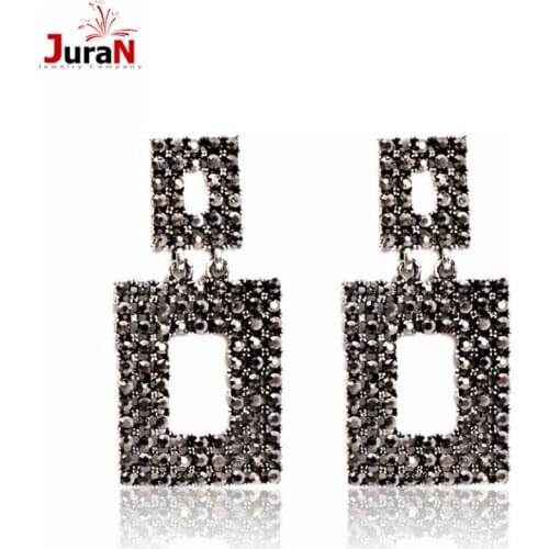 JURAN NEW Arrival Trendy Square Crystal Drop Earrings Long Big Fashion Earrings Women Charm Accessory Jewelry Wholesale Q1408