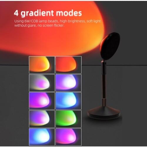 New Rainbow Projector Night Light Atmosphere LED Floor Home Decor Rainbow Sunset UFO Night Light Projector Lamp
