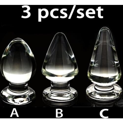 3pcs/Set Transparent Glass Butt Plug Anal Dilator Expander G Spot Stimulator Anal Balls Buttplug Sex Toys For Woman Buttplug