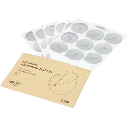 RECAPS 120/240/360 Pcs Adhesive Aluminum Lids Seals for Filling Empty Disposable Refillable Reusable Nespresso Pod Capsule