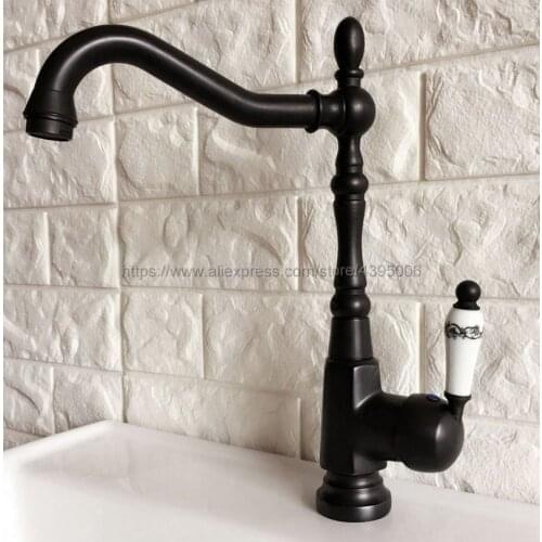 Basin Faucets Oil Rubbed Bronze Bathroom Sink Faucet Deck Mounted Hot and Cold Water Single Hole Mixer Taps Bnf385