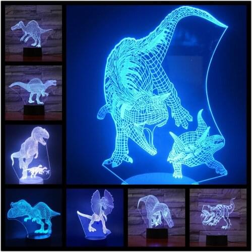 Spinosaurus Indominus Rex Dinosaur 3D Led Nightlights Color Changing Table Lamp Led Lighting For Xmas Gift
