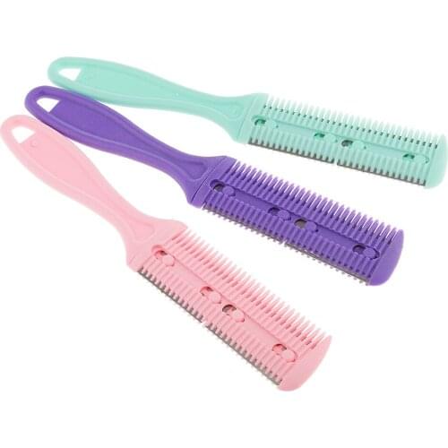 Hair Cutter Thinning Shaper Comb Two Sides Razor Blades Trimmer Barber Remover Colors Random