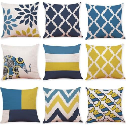 Zeroomade Blue Wave Geometric Cushion Covers Cotton Linen Throw Pillow Cases Home Decorative Throw Pillows Cases For Sofa Bed