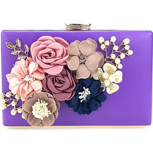 Women Flower Crossbody Shoulder Bag Leather Clutch Evening Bridal Bags Wedding Fashion Prom Handbag 28GD