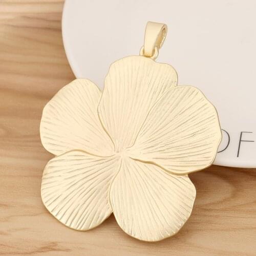 1 Piece Matte Gold Large Flower Charms Pendants for Fashion Necklace Jewellery Making Accessories 90x73mm