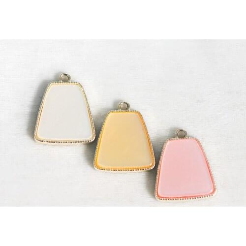 10pcs Enamel Trapezoid Charms 20x23mm, handmade Candy Color Geometric Pendants, White Champagne Pink, diy jewelry making findings (#HT-42)