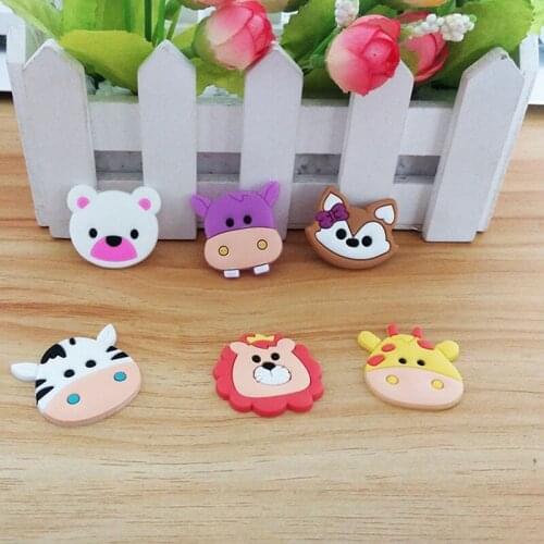 10Pcs PVC Soft Rubber Kawaii Animals Flatback Cabochon Cow Lion Silicone Crafts DIY Kids Headwear Accessories Scrapbook Decor