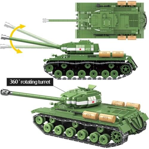 1068pcs WW2 Military IS-2M Heavy Tank Model Building Blocks Russia Soldier Weapon Army Figures Bricks Toys For Children Gifts