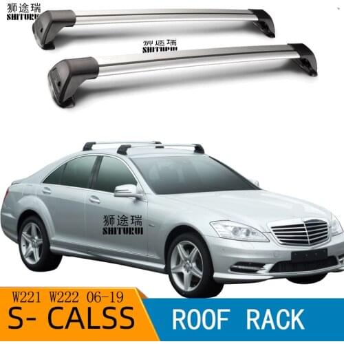 2 pcs For Mercedes-Benz S-Class W221 W222 2005-2019 Sedan roof bar car special aluminum alloy belt lock Led shooting CORSS RACK