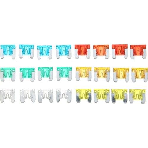 24pcs/set Micro Mini Blade Fuse Auto Car Truck Motorcycle Fuses 5A 10A 15A 20A 25A 30A Mixed Automotive Fuse