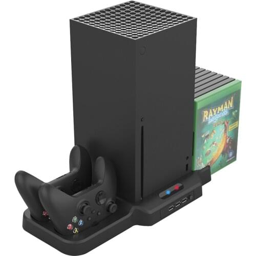 3-in-1 Charging Cooling Stand with 11 Game Disc Slot Compatible with XBOX Series X/S Controller Console Storage Rack