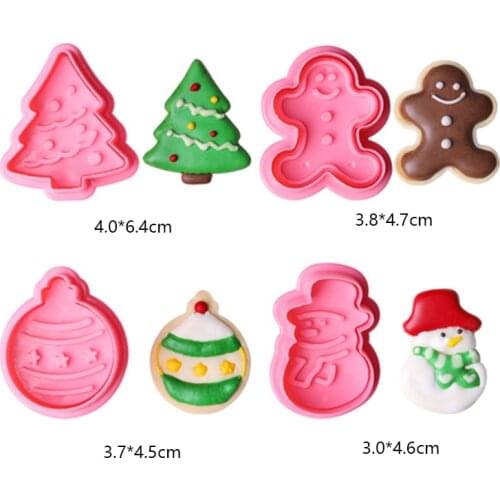 4PCS Christmas Cookie Cutter Cookie chocolate Moulds Baking Cake stemp Decorating Die Biscuit tool Snowman Xmas Tree Spring Mold