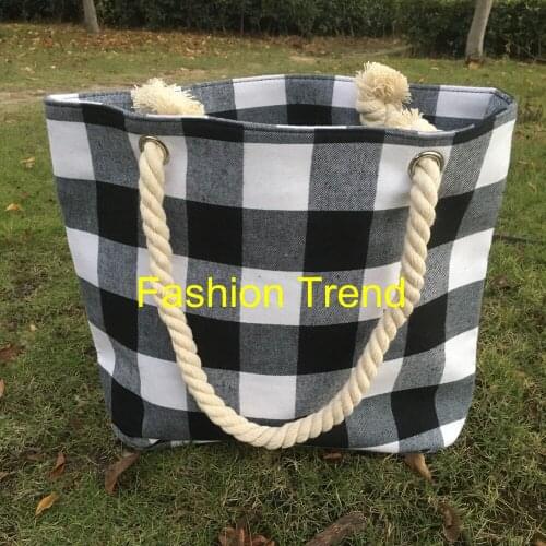 50pcs/lot Women Popular Check Plaid Bag Buffalo Plaid Fashionable Handbag Big Capacity Good Quality