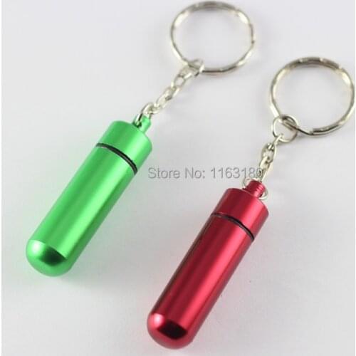 600 pcs/lot Waterproof Aluminum Pill Box Case Bottle Keychain Metal Holder Container for Travel Camping Hiking free shipping
