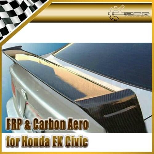 Car-styling For Civic EK 4Dr Carbon Fiber Mugen Style Rear Spoiler Glossy Fibre Finish Boot Trunk Wing Racing Auto Body Kit Trim