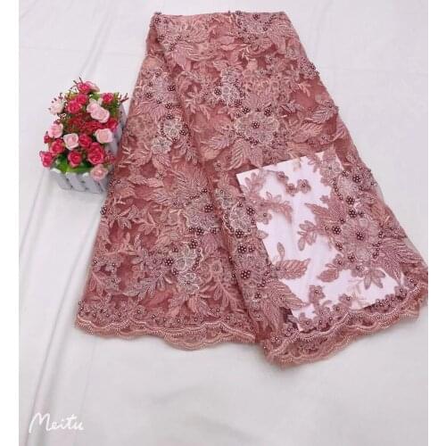 Beaded African lace fabrics french tulLe lace fabric 5yards SYJ-3886817 wholesale for wedding party