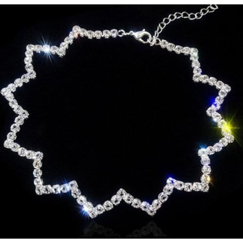 2020 New Arrivals Hottest Fashion Collares Collier Torques Letter W Wave Shape Crystal Chain Chokers Necklaces For Women Jewelry