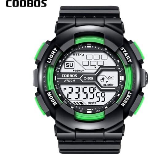 LED Luminous Waterproof Digital Mens Watch High-Grade Silicone Strap Date Day of Week Display Alarm Waterproof Electronic Watch
