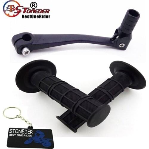 STONEDER Black Folding Gear Shifter Lever Handle Throttle Grips For 50 70cc 90cc 110cc - 160cc Chinese Pit Dirt Motor Trail Bike