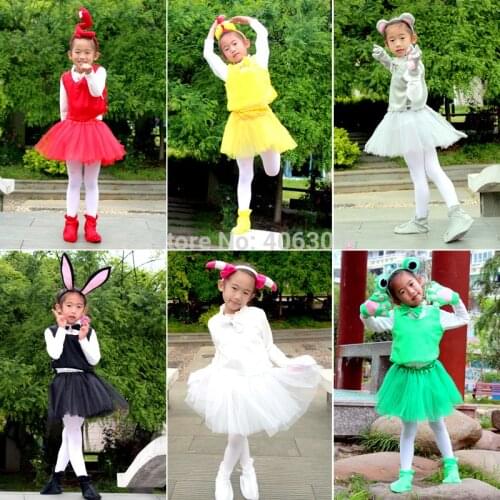 Children frog rabbit bear elephant mouse bee fox crab fox cosplay animal costume set headband vest skirt gloves shoes tail kid