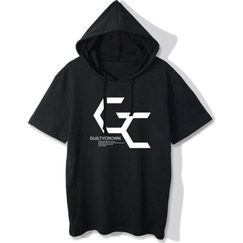 New Guilty Crown Short Sleeve Hooded T-shirt Casual Summer Women Men Yuzuriha Inori Shu Ouma Cosplay T Shirt cotton Tees