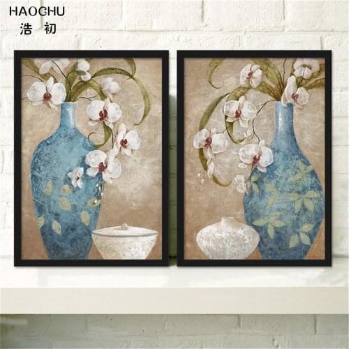 HAOCHU European classical vase WALL ART Mural Canvas Painting Wall Painting poster NEW YEAR Christmas decorations FOR HOME