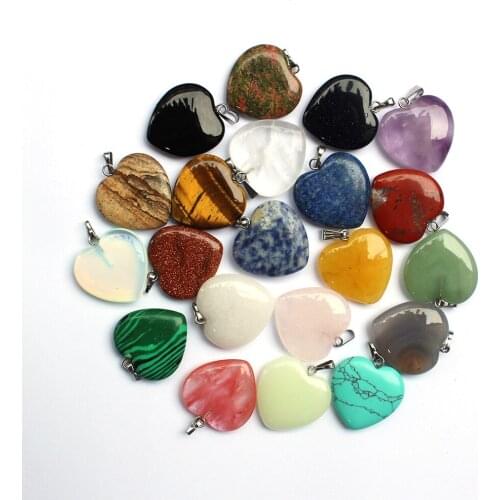 2020 classification! wholesale! Fashionable natural stone pendants, heart-shaped pendants for jewelry making, 20 exquisite neckl