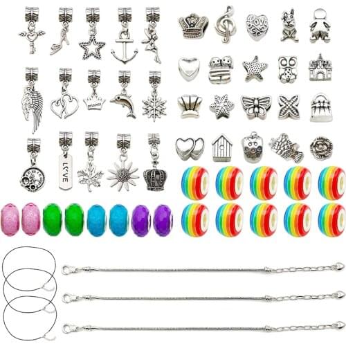 Girls DIY Bracelet Kit Charm Pendant Jewelry Making Supplies Bead for Woman