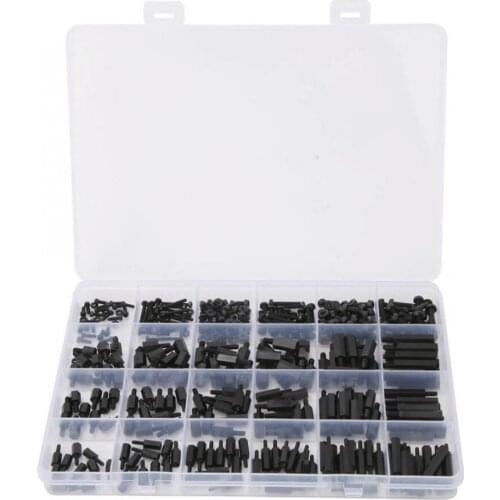 Hot selling 360 pieces of M2/M2.5/M3 black nylon male-female hex separator screw nut