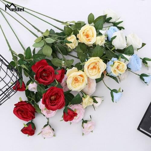 Meldel Bouquet Artificial Silk Rose Flower Wedding Bouquet 7 Heads Flower Bridal Prom Party Wedding Supplies Marriage Decoration