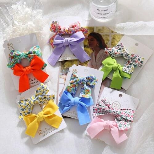 2Pcs Cute Floral Bow Duckbill Hair Clip for Children Girls Hairpins Barrettes Headwear Styling Headdress Accessories Ornament