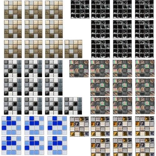 Mini Square Tile blocks Wall Sticker 10 Pieces Kit Waterproof Mold Proof Anti Peeling Sink Wall Bottom Stair Side Sticker